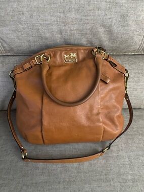 Coach Brown Leather Shoulder Bag with Gold Hardware